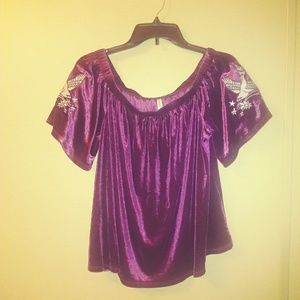 Either on or off the shoulder velvet blouse
